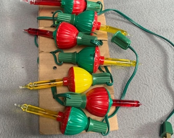 Vintage 50s Bubble Christmas Light Set of 7 Working