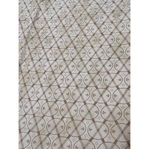 Brown & Tan Cotton Fat Quarter Fabric with Geometric Circles Plaids Design 18x22&quot;