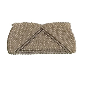 Cartera de mano vintage con cuentas de marfil y cuentas triangulares grises fabricada en Japón