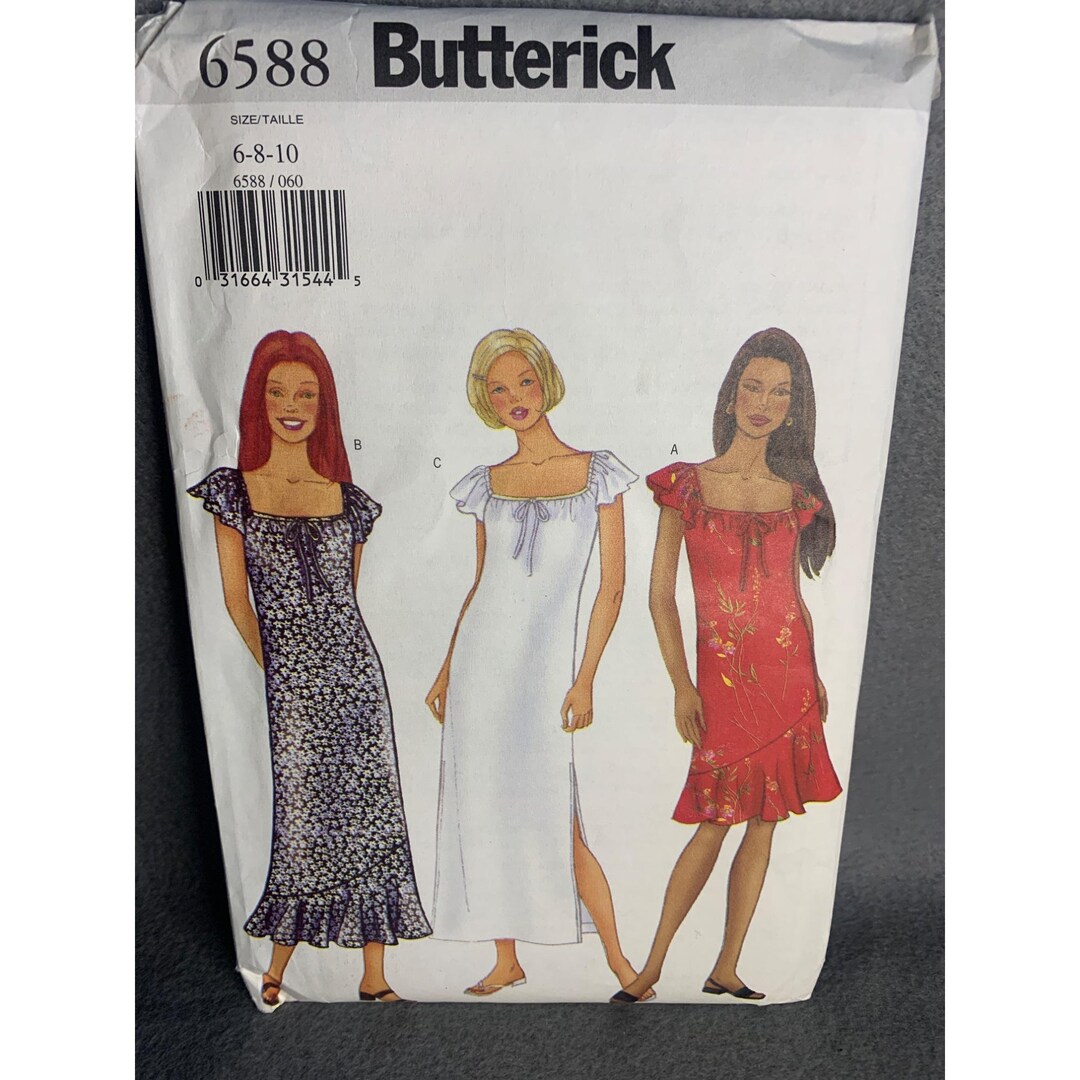 Butterick Misses Dress Sewing Pattern Size 6 8 10 6588 - Uncut - Etsy