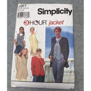 Simplicity 9361 3-Hour Jacket Sewing Pattern Size 12 14 16 Uncut 1995
