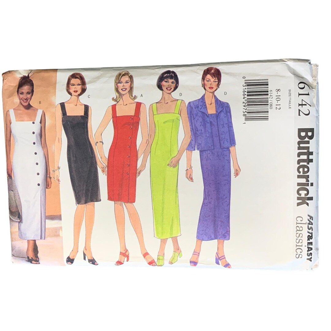 Butterick Misses Dress Jacket Sewing Pattern Size 8 10 12 6142 - Uncut ...