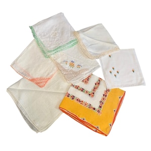 Vintage Handkerchief Collection Mix of Floral Patterns & Embroidered Designs