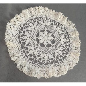 Handmade Crochet Lace Doily White Round Decorative Table Topper 17 Inches