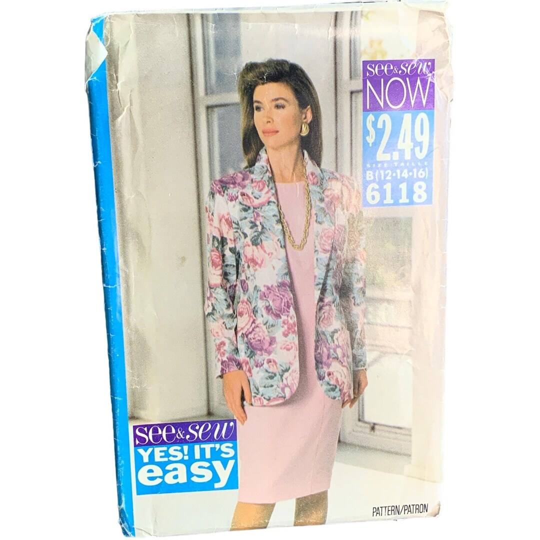 Butterick Misses Dress Jacket Sewing Pattern Size 12 14 16 6118 Uncut ...