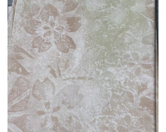 Floral Cotton Fat Quarter Fabric 18x22 Inches Beige & Green for Quilting Crafts Sewing
