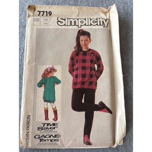 Simplicity 7719 Flickor Symönster Tunika Stigbyxor 1980-tal Storlek 7 Oklippt