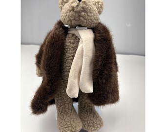 Boyds Skidoo Bear Collectible with Brown Coat & Cream Scarf Adorned