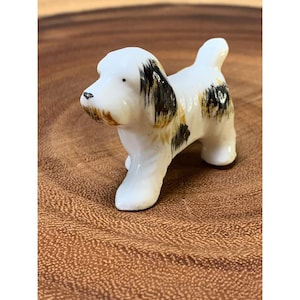 Vintage Porcelain Dog Figurine Hand-Painted Japan Collectible