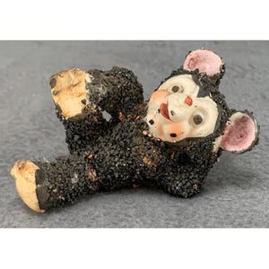 Sugar Black Bear Ceramic Cub Figurine Vintage MCM Kitschy Japan 1950s