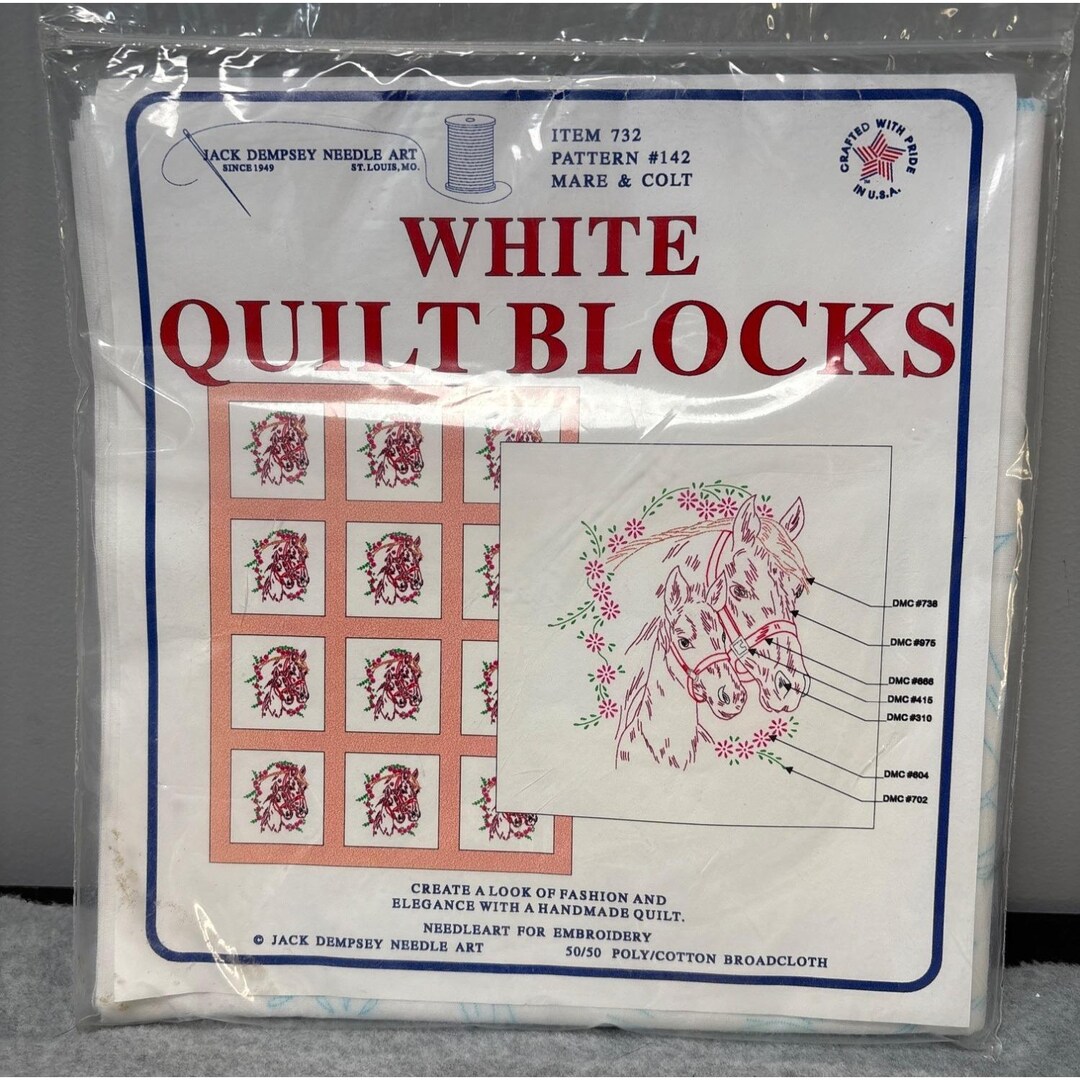 Quilt Pattern Colt Vintage Jack Dempsey Mare & Colt White Quilt Blocks Pattern #142 ...