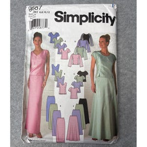 Simplicity 9687 Sewing Pattern Size 6/8/10/12 Ladies Dress Skirt Designs uncut 2001