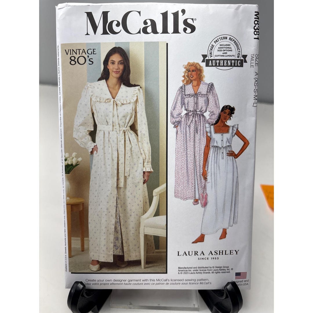 Mccalls Laura Ashley Sewing Pattern M8381 Size 4-6-8-10-12-14-16-18 ...