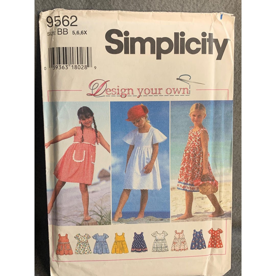 Patterns 9562 Simplicity Girl's Dress Sewing Pattern Size 5 6 6X 9562 Uncut 1990s - Etsy