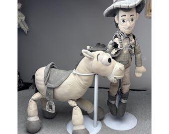 Woody & Bullseye Sheriff Horse Plush Set Black White 13" 12"
