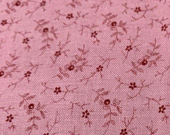 Vintage-Look 1/2 yard x 42" Cotton Fabric Red Floral Design Henry Glass Quilting