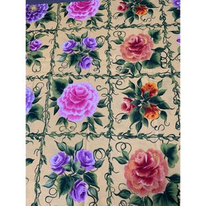 Vintage Floral Cotton Fabric Rose Patchwork 18&quot;x22&quot; Fat Quarter Colorful Garden Quilting