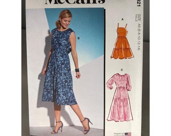 McCalls Sewing Pattern M8321 Uncut Tiered Dress Size 6 8 10 12 14