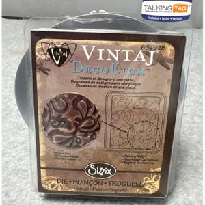 Vintaj DecoEtch Sizzix Die Plate Small Brown Paisley Swirl Design New
