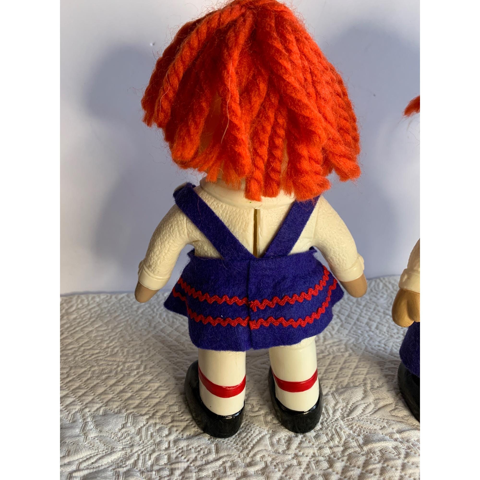 Raggedy Ann & Andy Coin Bank Set 1974 Royalty Industries Vinyl 10 