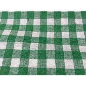 Green & White Gingham Fabric 1/2 yard x 36&quot; Cotton For Sewing Crafts