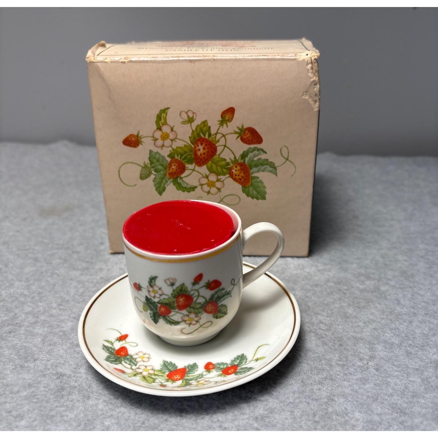 Avon Strawberry Porcelain Demi-cup & Saucer W/ 22K Gold Trim
