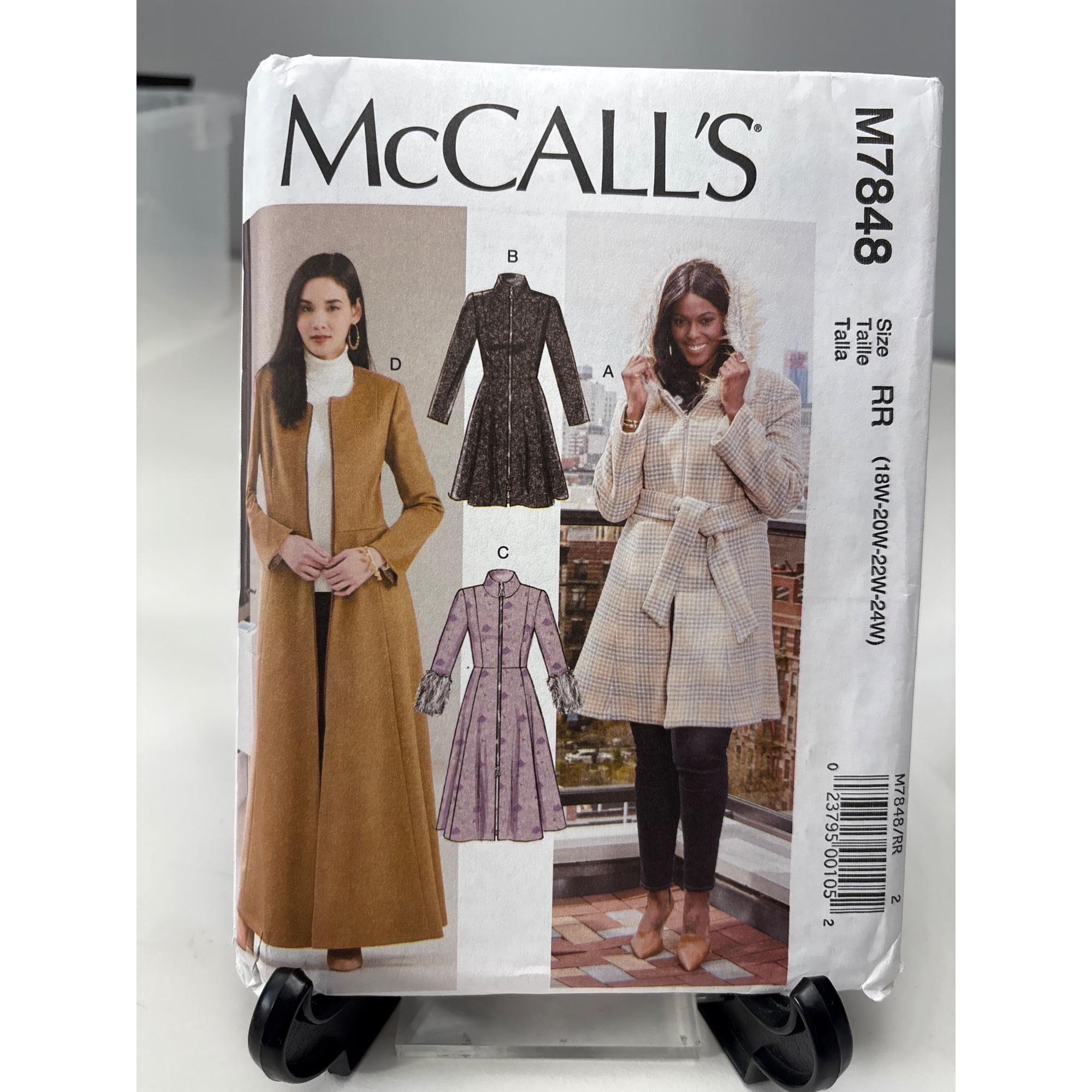 Mccalls M7848 Womens Coat Sewing Pattern Size 14-16-18-20-22 Uncut