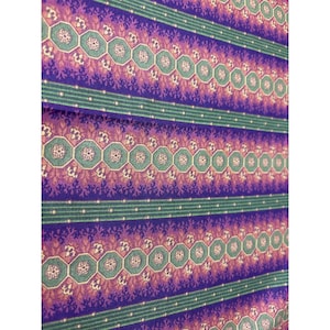 Vintage Cotton Fabric 1/2 yard x 44&quot; Purple & Green Geometric Pattern