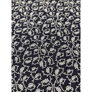 Black Fabric with White Leaf Vine Print 21&quot;x18&quot; Quilting Cotton Piece