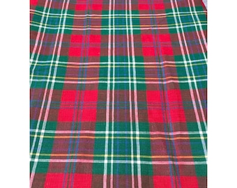 Red & Green Tartan Plaid Fabric Cotton Material Crafting Sewing Quilting 1/2 yard x 36"