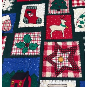 Weihnachtsquilt-Baumwollstoff, festliches Patchwork, 23x26 ​​Zoll, Stechpalmen-, Hirsch- und Tannenmuster, USA