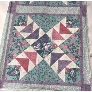 Quilting Cotton Panel 35" x 52" Floral Patchwork Design Roses Triangles