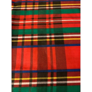 Vintage Tartan Plaid Fabric Fat Quarter 1/4 yard x 42&quot; Cotton Red Green
