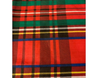 Vintage Tartan Plaid Fabric Fat Quarter 1/4 yard x 42" Cotton Red Green