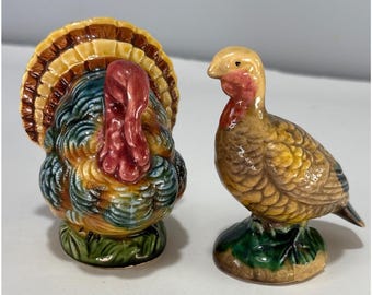 1960s Napco Turkey Salt & Pepper Shakers Thanksgiving Japan Set Retro Décor Vintage