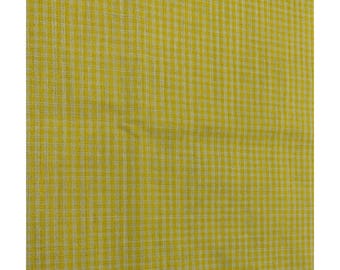 Yellow Gingham Cotton Fabric 1/2 Yard 44" Wide Material Quilting
