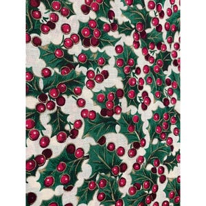 Cranston Print Works Co. VIP Christmas Holly Berries Fabric 1/2 yard x 44&quot; Cotton Festive Crafting Material