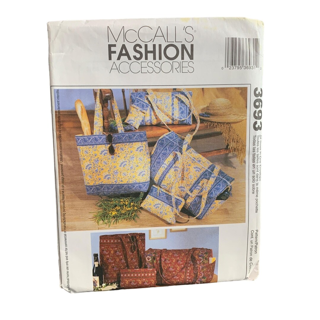 Maxwell Bag Pattern Mccall's Tote Bag Sewing Pattern 3693, Uncut - Etsy