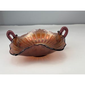 Ametist Carnival Glasskål med handtag 7,5" skimrande samlarobjekt Vintage
