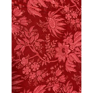 Red Floral Brocade Fabric 1/2 Yard 42&quot; Wide Cotton Material Sewing Crafts Décor
