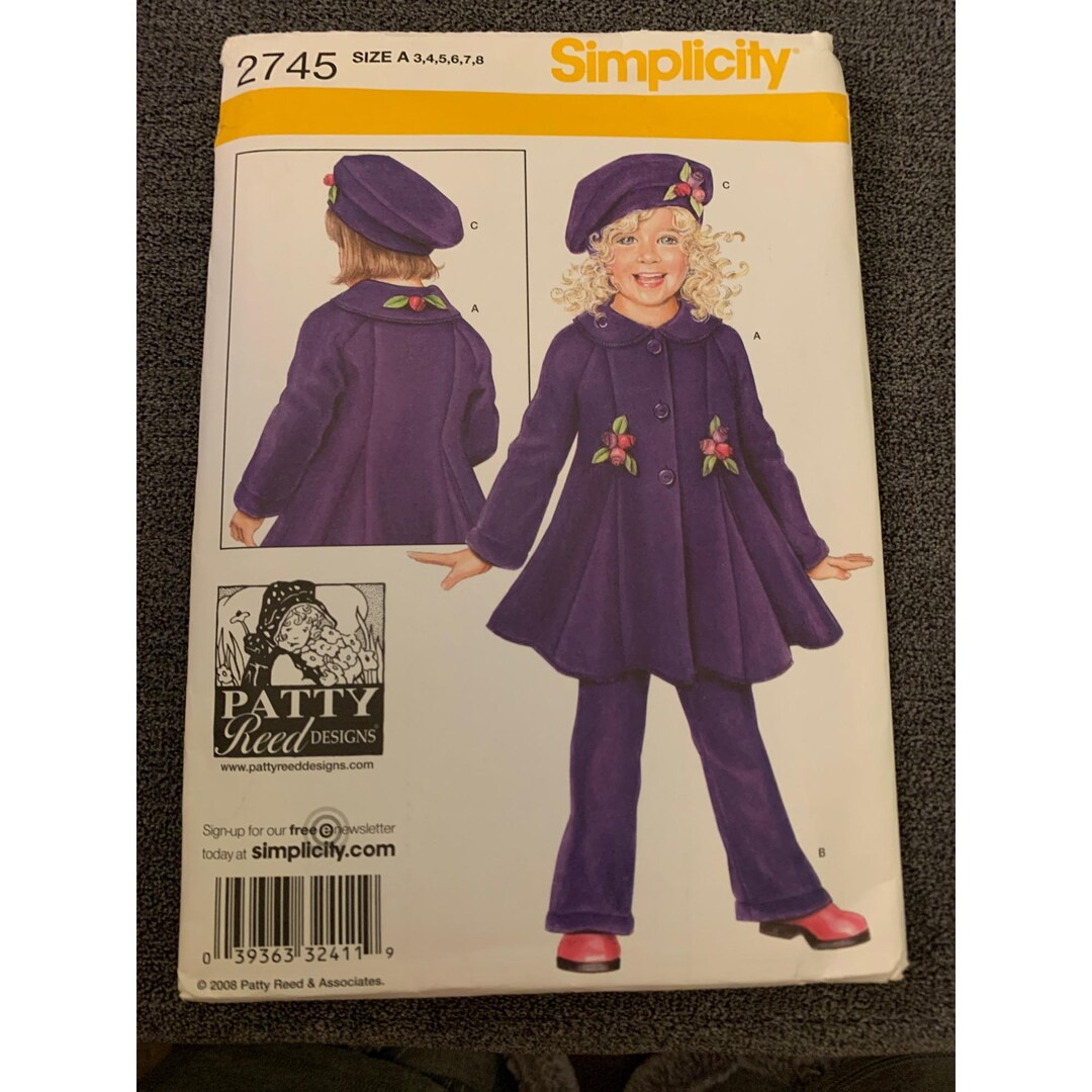 Simplicity 2745 Vintage Sewing Pattern Coat Pants & Beret Size 3 4 5 6 ...