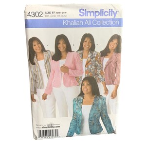 Simplicity 4302 Misses' Jacket Sewing Pattern Size 18W-16W 18W 20W 22W 24W Uncut 2006