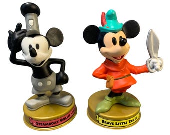 Vintage Mickey Mouse Figurines: Steamboat Willie & Brave Little Tailor