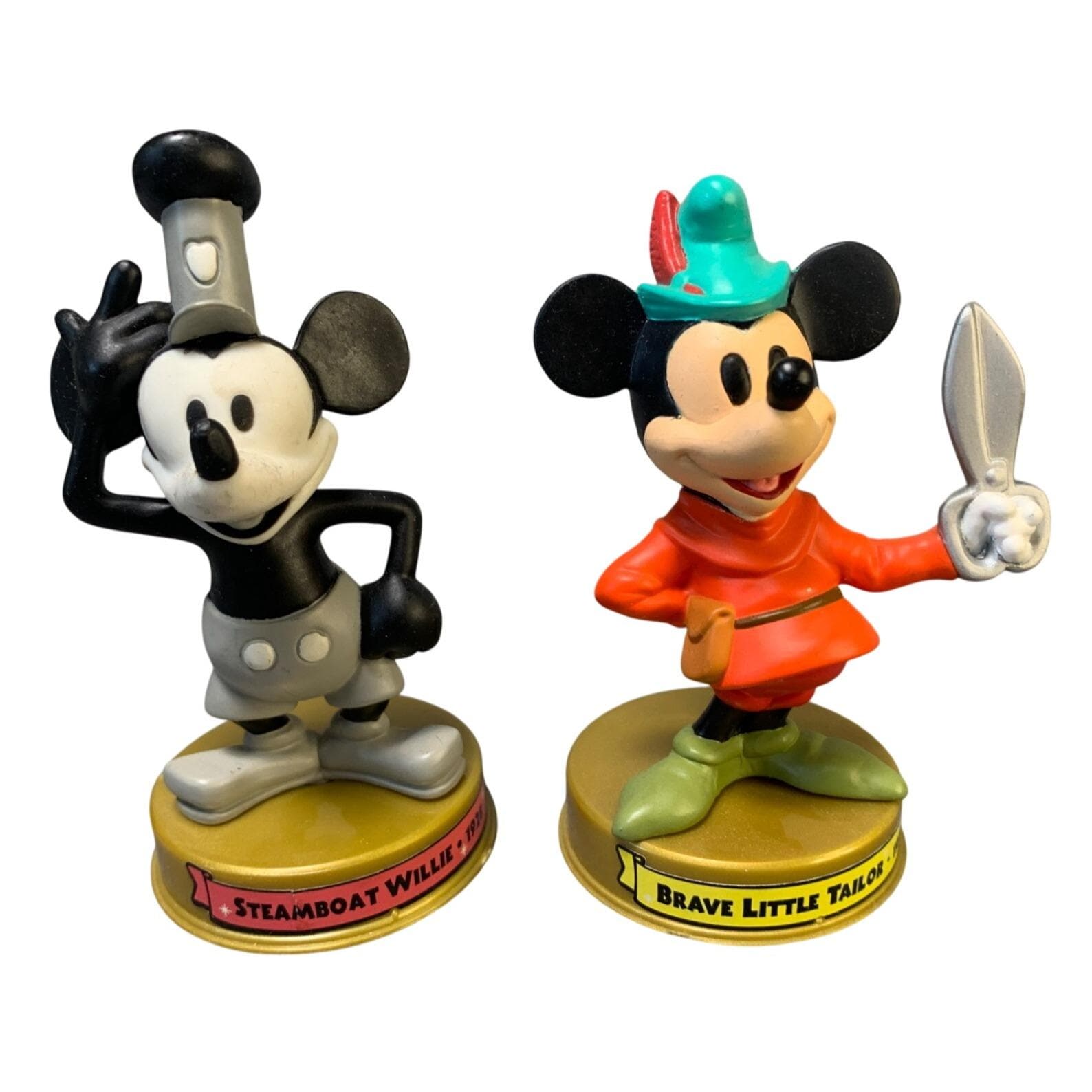Vintage Mickey Mouse Figurines: Steamboat Willie & Brave Little