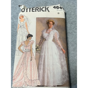Butterick 4641 Bridal Dress Sewing Pattern Uncut 1987 Misses Size 8 Vintage Gown Accessories