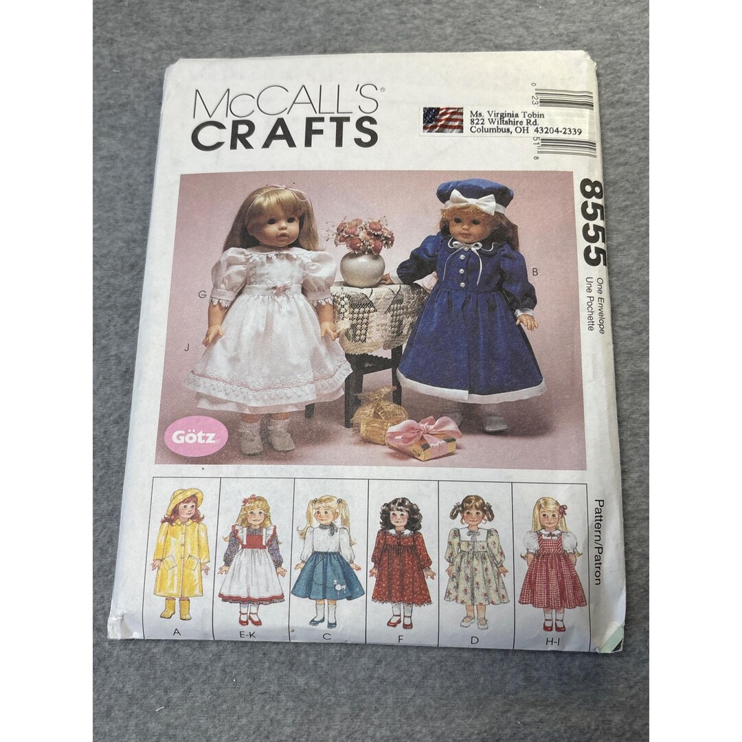 Mccalls Crafts Doll Clothes Sewing Pattern 8555 for 18" Dolls 1996 - Etsy