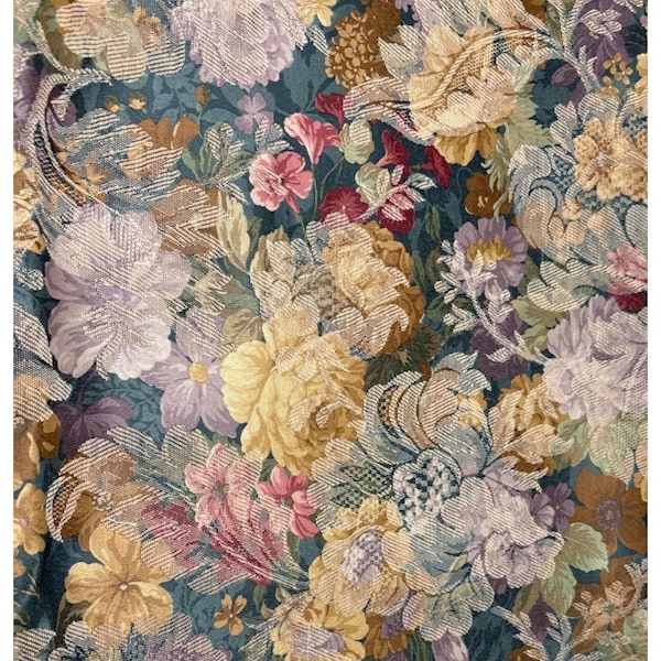 Floral Tapestry Fabric 1/2 yard x 56" Multi-Color Thick Material Upholstery & Drapery