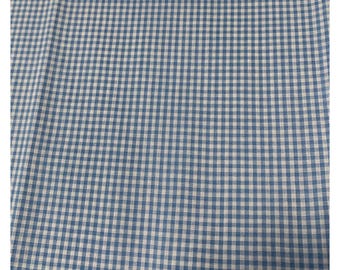 Blue Gingham Check Cotton Fabric 18" x 22" Material Sewing Crafts
