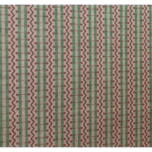 CrisLis Cottage Green Red Zigzag Stripe Cotton Fabric 21" x44" Sewing Quilting Material