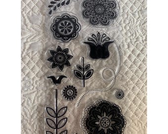Floral-Themed Clear Cling Stamps Set DIY Crafting Scrapbooking